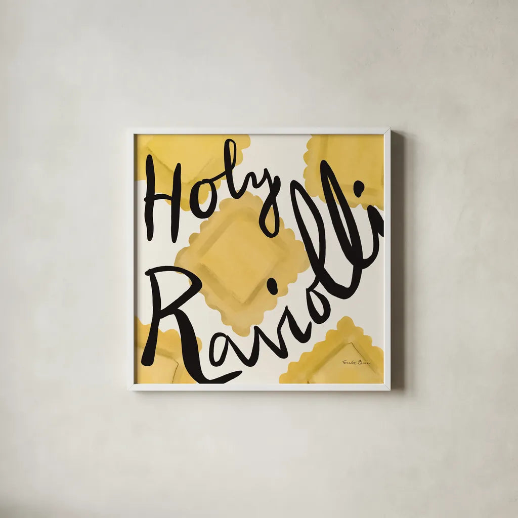 Pasta Italiana VII by Farida Zaman. Shown in a crisp white glass frame for a clean and minimalist style. Available as an archival giclee rolled canvas, fine art paper, or poster print. SKU 90362a.