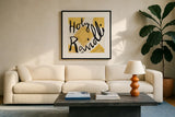 Pasta Italiana VII by Farida Zaman. Displayed in a glass frame with matte in a clean modern living room. Available as an archival giclee rolled canvas, fine art paper, or poster print. SKU 90362a.