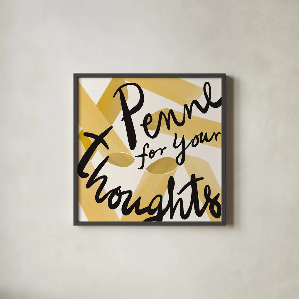 Pasta Italiana VIII by Farida Zaman. Shown in a sleek black glass frame for a contemporary gallery look. Available as an archival giclee rolled canvas, fine art paper, or poster print. SKU 90363a.