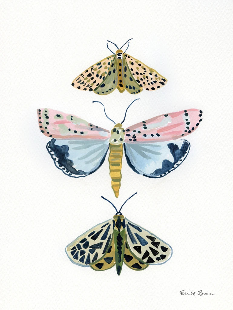 Pastel Moths I by Farida Zaman