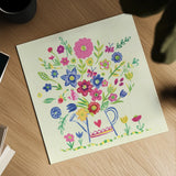 Pastel Summer Florals III by Farida Zaman. Shown as a detailed flat fine art print, highlighting archival giclee quality. Available as an archival giclee rolled canvas, fine art paper, or poster print. SKU 33057a.