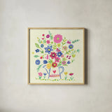 Pastel Summer Florals III by Farida Zaman. Shown in a natural wood glass frame for a timeless modern aesthetic. Available as an archival giclee rolled canvas, fine art paper, or poster print. SKU 33057a.
