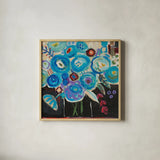 Picasso Vibe by Farida Zaman. Shown in a natural wood glass frame for a timeless modern aesthetic. Available as an archival giclee rolled canvas, fine art paper, or poster print. SKU 38703a.
