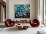 Picasso Vibe by Farida Zaman. Shown as extra-large giant wall art in a modern living room. Available as an archival giclee rolled canvas, fine art paper, or poster print. SKU 38703a.