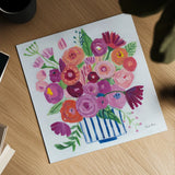 Pink Blossoms II by Farida Zaman. Shown as a detailed flat fine art print, highlighting archival giclee quality. Available as an archival giclee rolled canvas, fine art paper, or poster print. SKU 60943a.