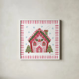 Pink Gingerbread I by Farida Zaman. Shown in a crisp white glass frame for a clean and minimalist style. Available as an archival giclee rolled canvas, fine art paper, or poster print. SKU 100040a.