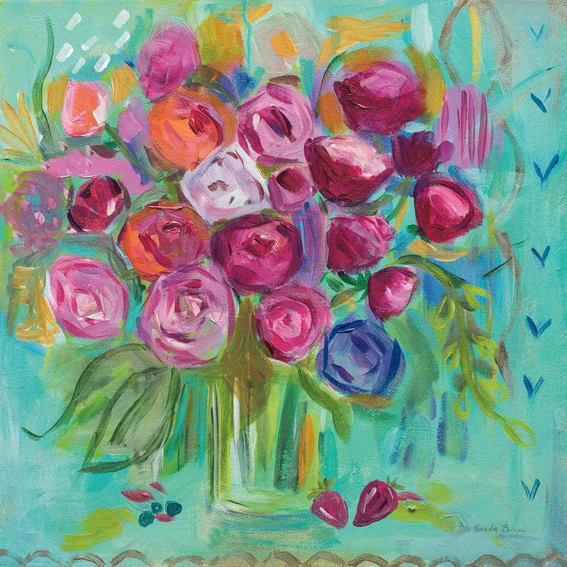 Pink Peonies by Farida Zaman. SKU 32159a. Archival Giclee Fine art print for wall decor.