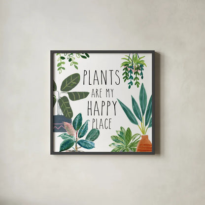 Plant Home I by Farida Zaman. Shown in a sleek black glass frame for a contemporary gallery look. Available as an archival giclee rolled canvas, fine art paper, or poster print. SKU 65777a.