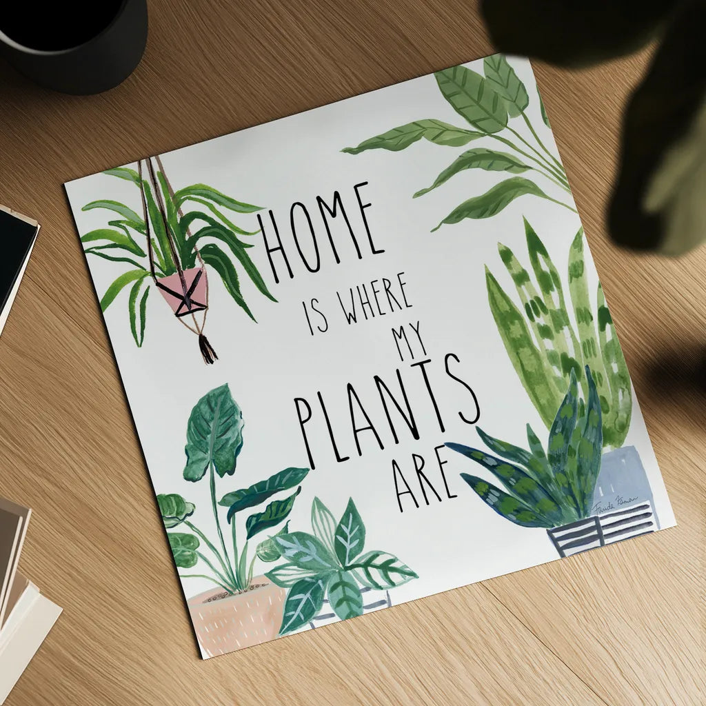 Plant Home II by Farida Zaman. Shown as a detailed flat fine art print, highlighting archival giclee quality. Available as an archival giclee rolled canvas, fine art paper, or poster print. SKU 65778a.