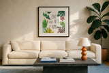 Plant Home III by Farida Zaman. Displayed in a glass frame with matte in a clean modern living room. Available as an archival giclee rolled canvas, fine art paper, or poster print. SKU 70162a.