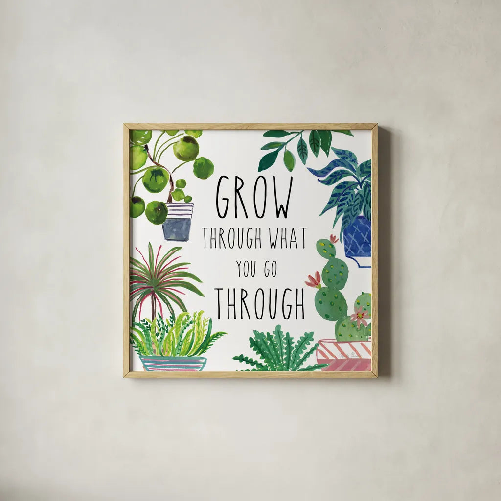 Plant Home IV by Farida Zaman. Shown in a natural wood glass frame for a timeless modern aesthetic. Available as an archival giclee rolled canvas, fine art paper, or poster print. SKU 70163a.