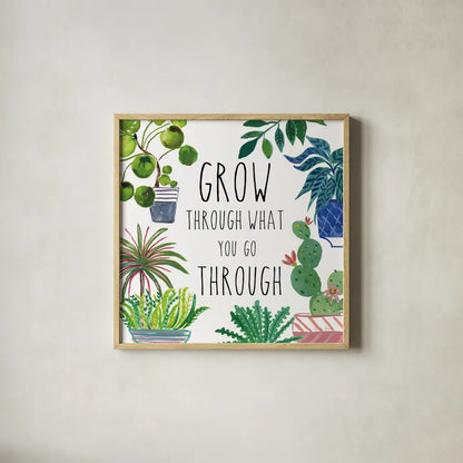 Plant Home IV by Farida Zaman. Shown in a natural wood glass frame for a timeless modern aesthetic. Available as an archival giclee rolled canvas, fine art paper, or poster print. SKU 70163a.