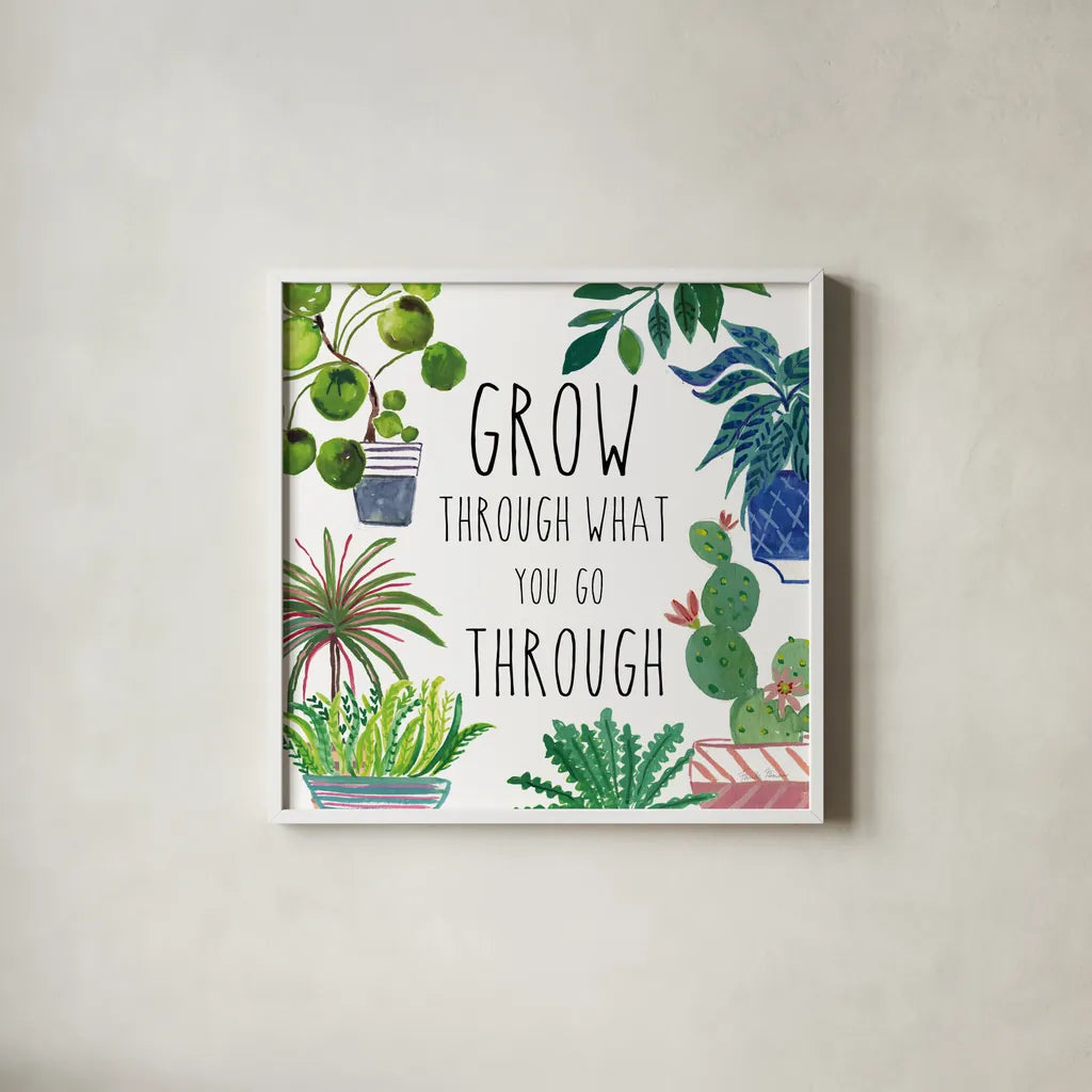 Plant Home IV by Farida Zaman. Shown in a crisp white glass frame for a clean and minimalist style. Available as an archival giclee rolled canvas, fine art paper, or poster print. SKU 70163a.