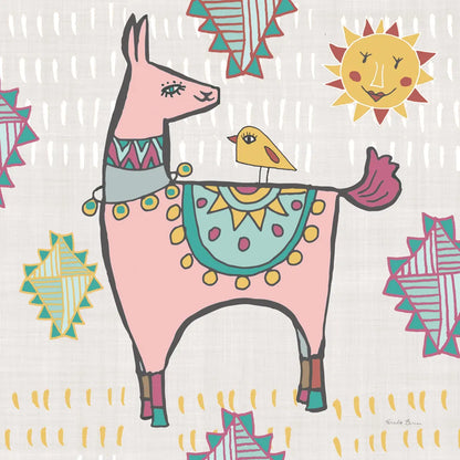 Playful Llamas III by Farida Zaman. SKU 42223a. Archival Giclee Fine art print for wall decor.