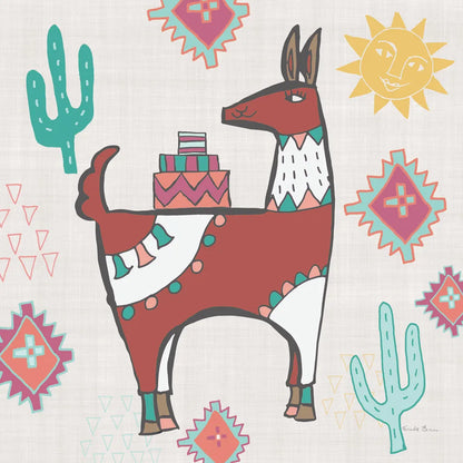 Playful Llamas IV by Farida Zaman. SKU 42224a. Archival Giclee Fine art print for wall decor.