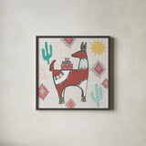 Playful Llamas IV by Farida Zaman. Shown in a sleek black glass frame for a contemporary gallery look. Available as an archival giclee rolled canvas, fine art paper, or poster print. SKU 42224a.