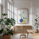 Potted I Crop by Farida Zaman. shown as a print in a natural wood frame in a dining room. Available as a archival giclee rolled canvas, fine art paper, or poster print. SKU 65388h.