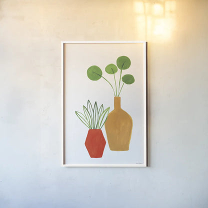 Potted II Crop by Farida Zaman. shown as a paper print in a white frame. Available as a archival giclee rolled canvas, fine art paper, or poster print. SKU 65389h.