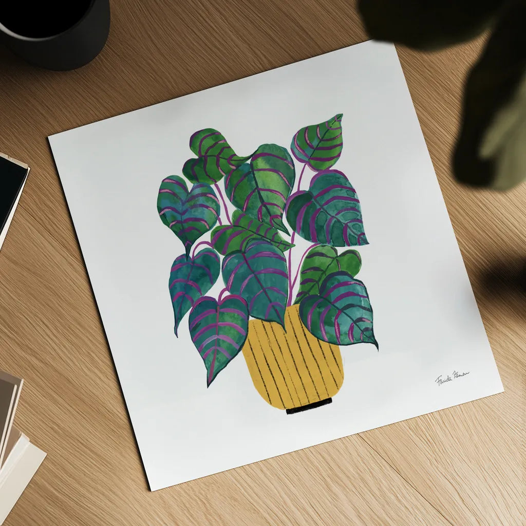 Potted Jewels I by Farida Zaman. Shown as a detailed flat fine art print, highlighting archival giclee quality. Available as an archival giclee rolled canvas, fine art paper, or poster print. SKU 67557a.