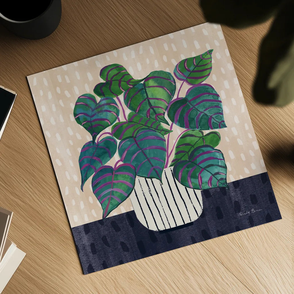 Potted Jewels I Abstract by Farida Zaman. Shown as a detailed flat fine art print, highlighting archival giclee quality. Available as an archival giclee rolled canvas, fine art paper, or poster print. SKU 79059a.