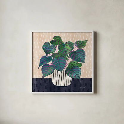 Potted Jewels I Abstract by Farida Zaman. Shown in a crisp white glass frame for a clean and minimalist style. Available as an archival giclee rolled canvas, fine art paper, or poster print. SKU 79059a.