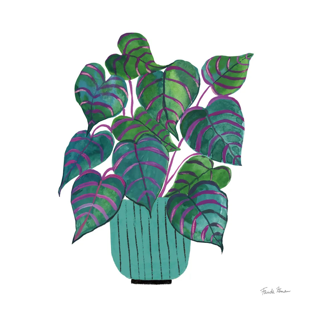 Potted Jewels I Aqua by Farida Zaman. SKU 68949a. Archival Giclee Fine art print for wall decor.