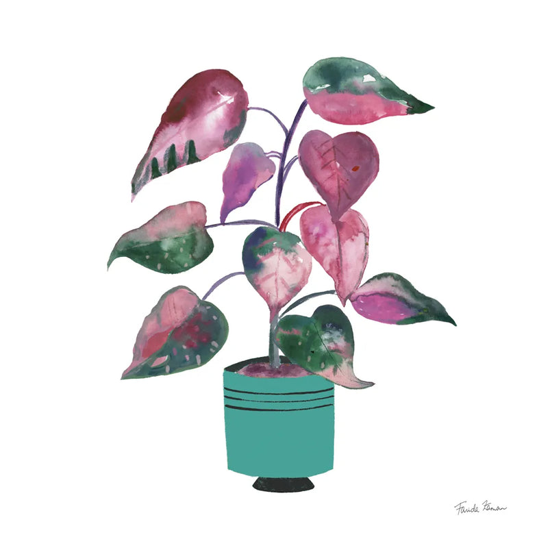 Potted Jewels II Aqua by Farida Zaman. SKU 68950a. Archival Giclee Fine art print for wall decor.