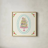 Pretty Cake II by Farida Zaman. Shown in a natural wood glass frame for a timeless modern aesthetic. Available as an archival giclee rolled canvas, fine art paper, or poster print. SKU 101159a.