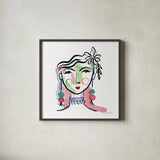 Pretty Faces I by Farida Zaman. Shown in a sleek black glass frame for a contemporary gallery look. Available as an archival giclee rolled canvas, fine art paper, or poster print. SKU 59730a.