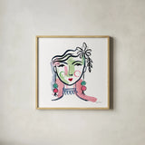 Pretty Faces I by Farida Zaman. Shown in a natural wood glass frame for a timeless modern aesthetic. Available as an archival giclee rolled canvas, fine art paper, or poster print. SKU 59730a.