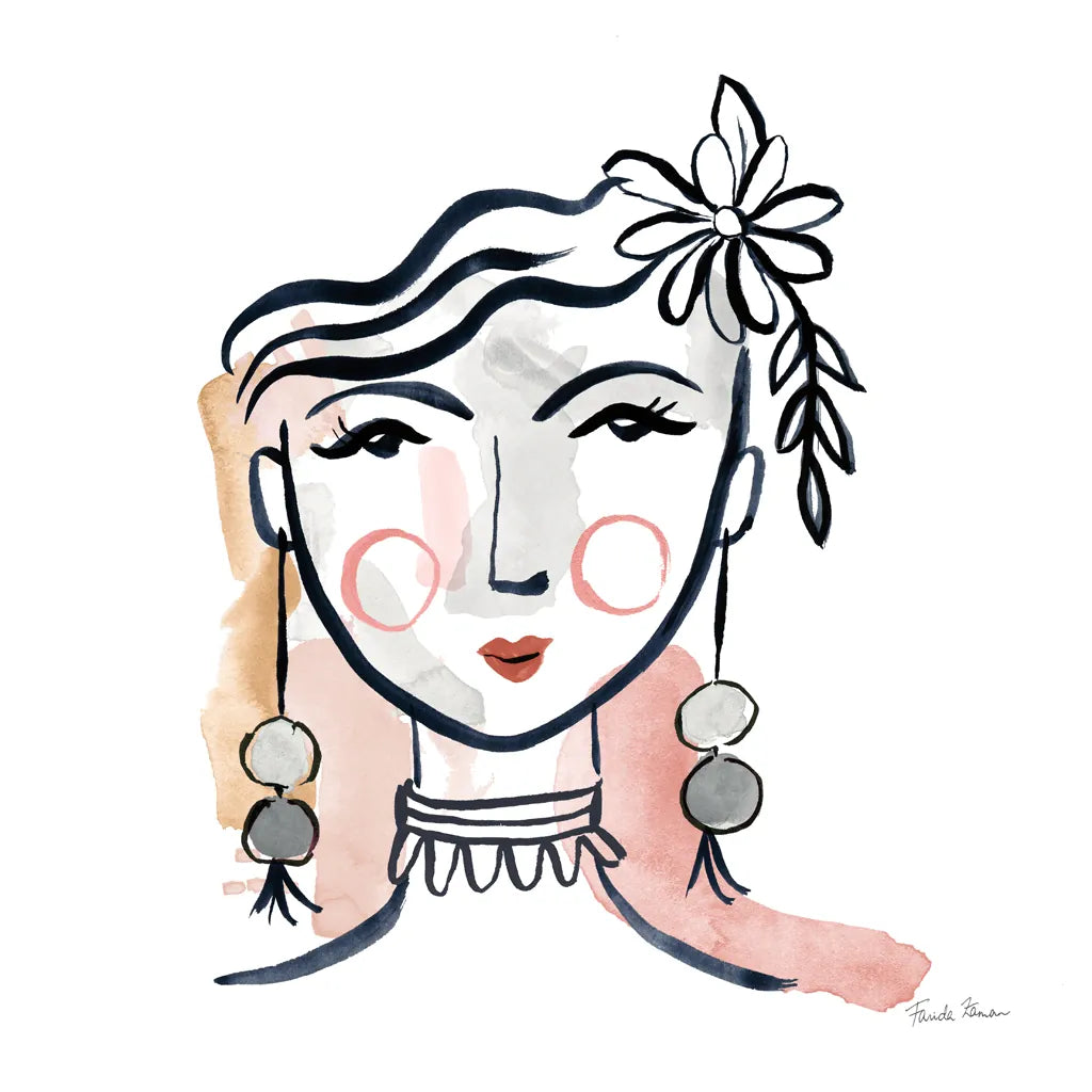 Pretty Faces I Soft by Farida Zaman. SKU 71608a. Archival Giclee Fine art print for wall decor.