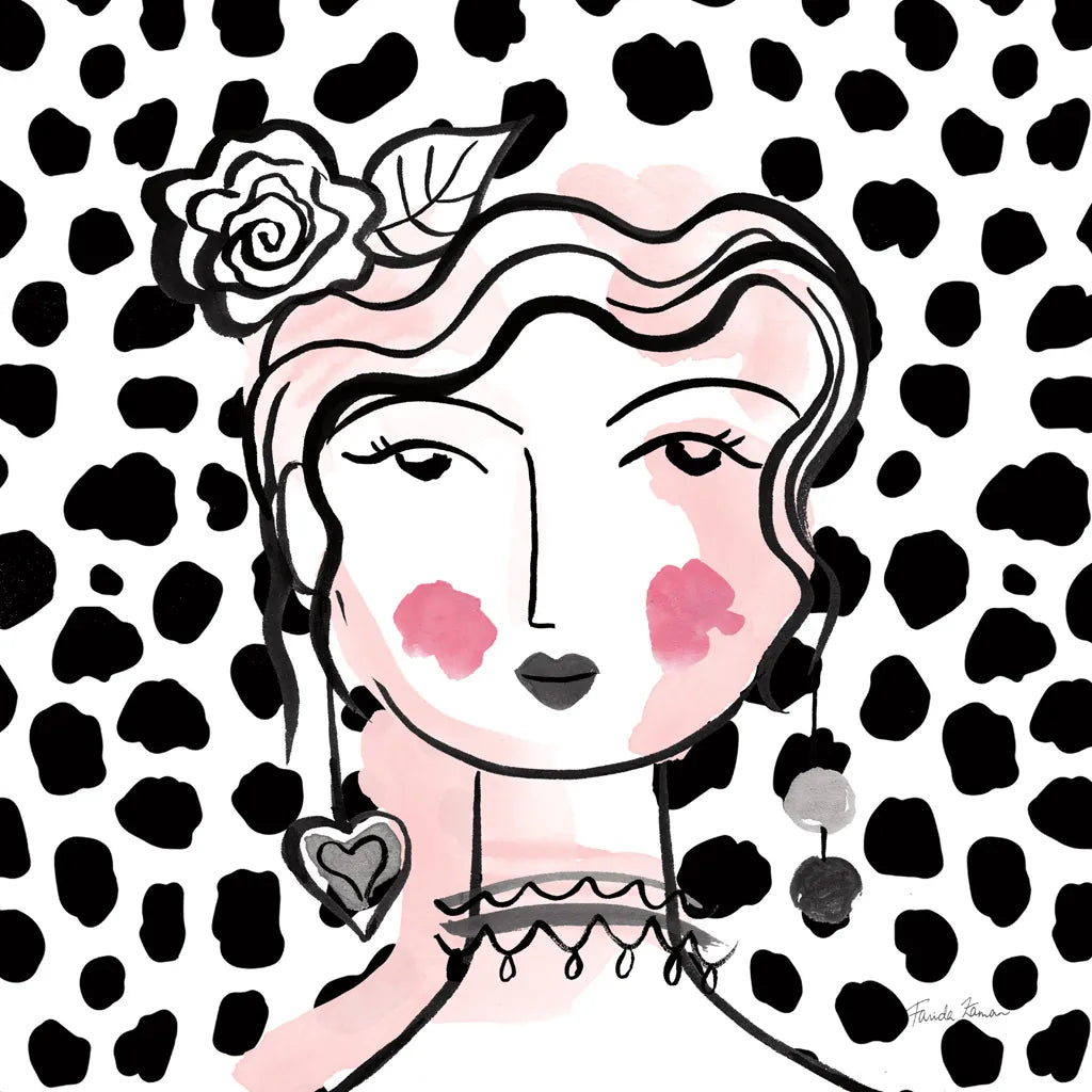 Pretty Faces II Pink by Farida Zaman. SKU 67612a. Archival Giclee Fine art print for wall decor.