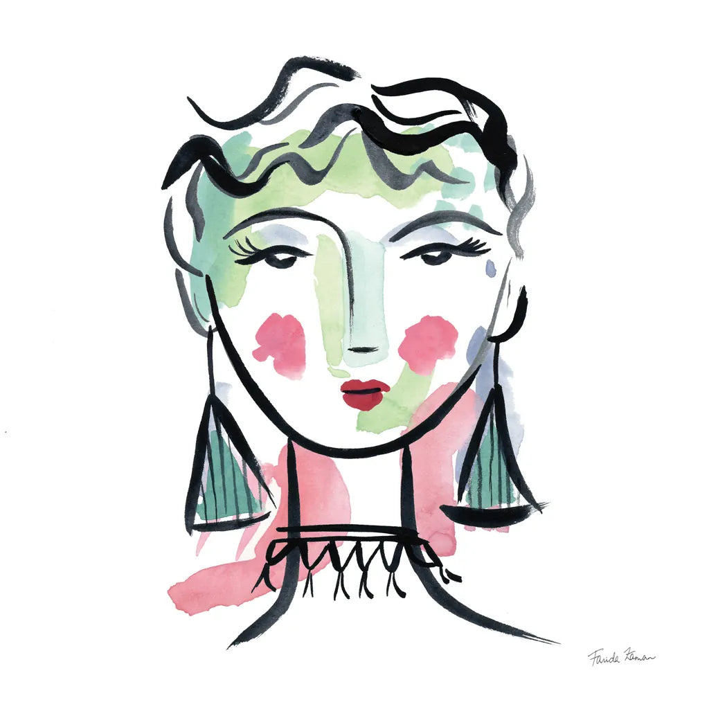 Pretty Faces III by Farida Zaman. SKU 59732a. Archival Giclee Fine art print for wall decor.