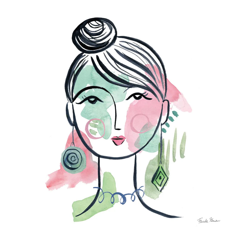 Pretty Faces IV by Farida Zaman. SKU 59733a. Archival Giclee Fine art print for wall decor.