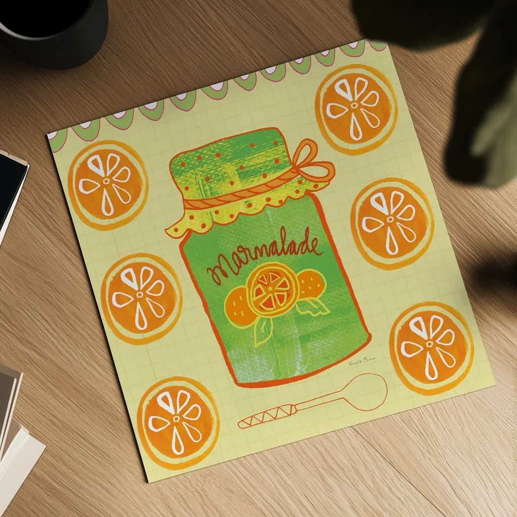 Pretty Jams and Jellies II by Farida Zaman. Shown as a detailed flat fine art print, highlighting archival giclee quality. Available as an archival giclee rolled canvas, fine art paper, or poster print. SKU 47679a.