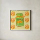 Pretty Jams and Jellies II by Farida Zaman. Shown in a crisp white glass frame for a clean and minimalist style. Available as an archival giclee rolled canvas, fine art paper, or poster print. SKU 47679a.