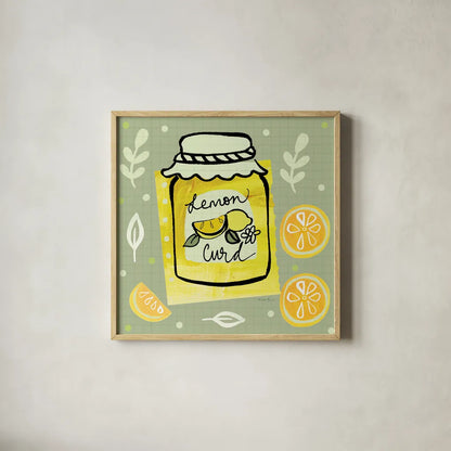 Pretty Jams and Jellies III by Farida Zaman. Shown in a natural wood glass frame for a timeless modern aesthetic. Available as an archival giclee rolled canvas, fine art paper, or poster print. SKU 47680a.