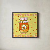 Pretty Jams and Jellies IV by Farida Zaman. Shown in a sleek black glass frame for a contemporary gallery look. Available as an archival giclee rolled canvas, fine art paper, or poster print. SKU 47681a.