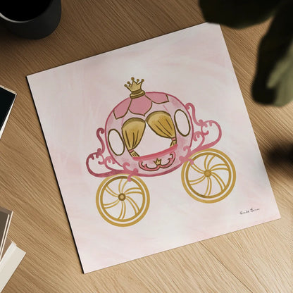 Pretty Princess Carriage by Farida Zaman. Shown as a detailed flat fine art print, highlighting archival giclee quality. Available as an archival giclee rolled canvas, fine art paper, or poster print. SKU 90005a.