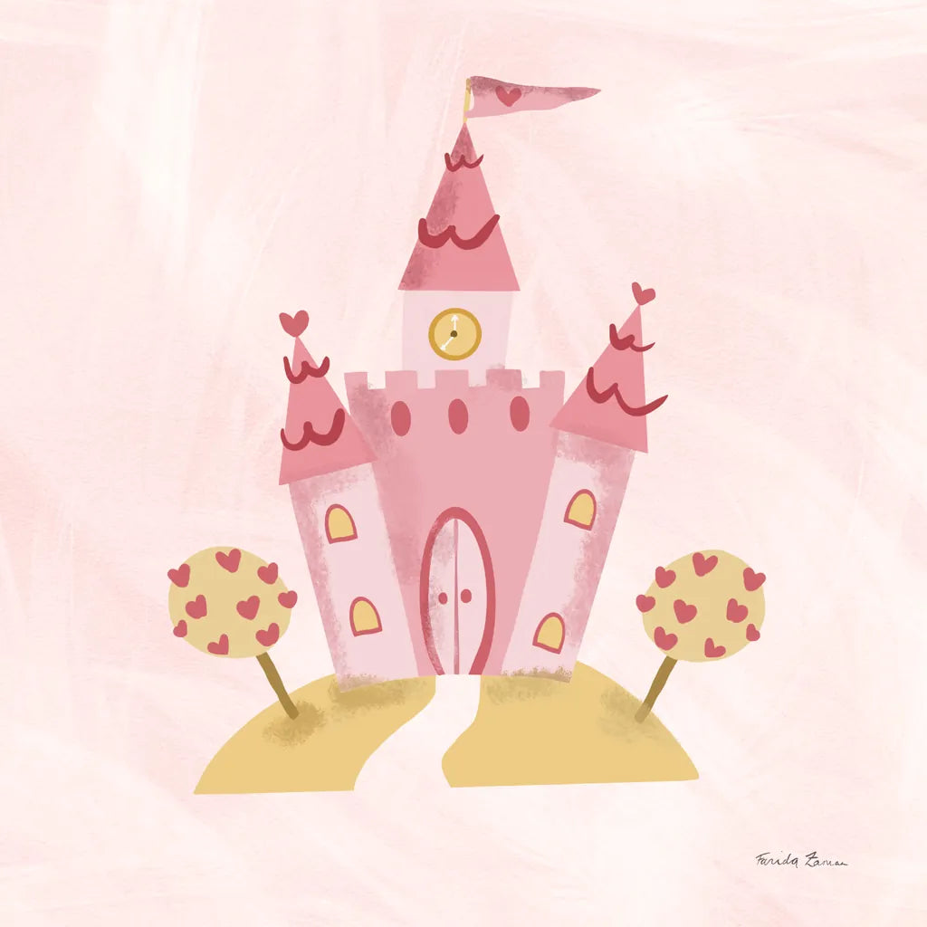 Pretty Princess Castle by Farida Zaman. SKU 90003a. Archival Giclee Fine art print for wall decor.