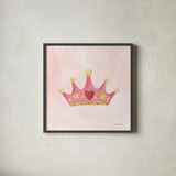Pretty Princess Crown by Farida Zaman. Shown in a sleek black glass frame for a contemporary gallery look. Available as an archival giclee rolled canvas, fine art paper, or poster print. SKU 90002a.