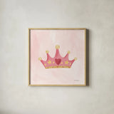 Pretty Princess Crown by Farida Zaman. Shown in a natural wood glass frame for a timeless modern aesthetic. Available as an archival giclee rolled canvas, fine art paper, or poster print. SKU 90002a.
