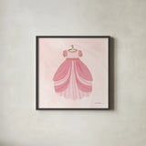 Pretty Princess Dress by Farida Zaman. Shown in a sleek black glass frame for a contemporary gallery look. Available as an archival giclee rolled canvas, fine art paper, or poster print. SKU 90004a.