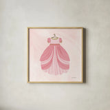 Pretty Princess Dress by Farida Zaman. Shown in a natural wood glass frame for a timeless modern aesthetic. Available as an archival giclee rolled canvas, fine art paper, or poster print. SKU 90004a.