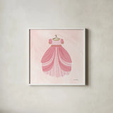 Pretty Princess Dress by Farida Zaman. Shown in a crisp white glass frame for a clean and minimalist style. Available as an archival giclee rolled canvas, fine art paper, or poster print. SKU 90004a.