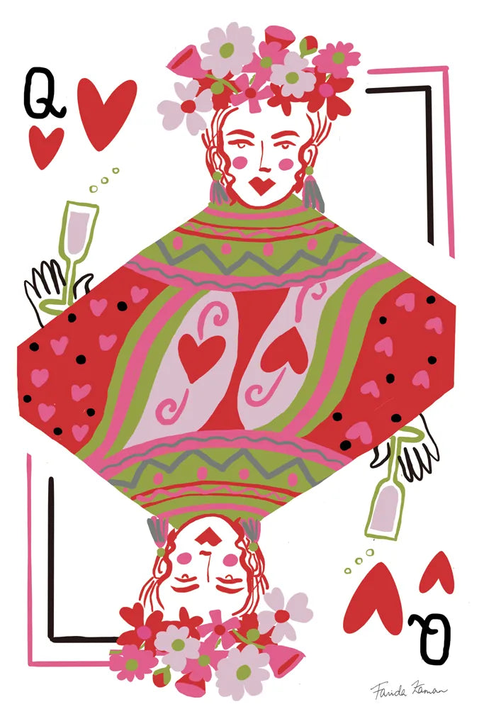 Queen of Hearts by Farida Zaman. SKU 91524h. Archival Giclee Fine art print for wall decor.