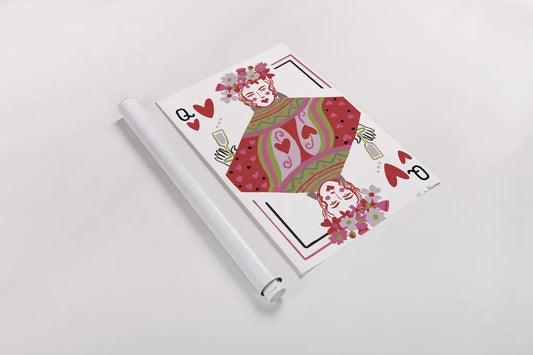 Queen of Hearts by Farida Zaman. shown as a rolled paper print. Available as archival giclee rolled canvas, fine art paper, or poster print. SKU 91524h.