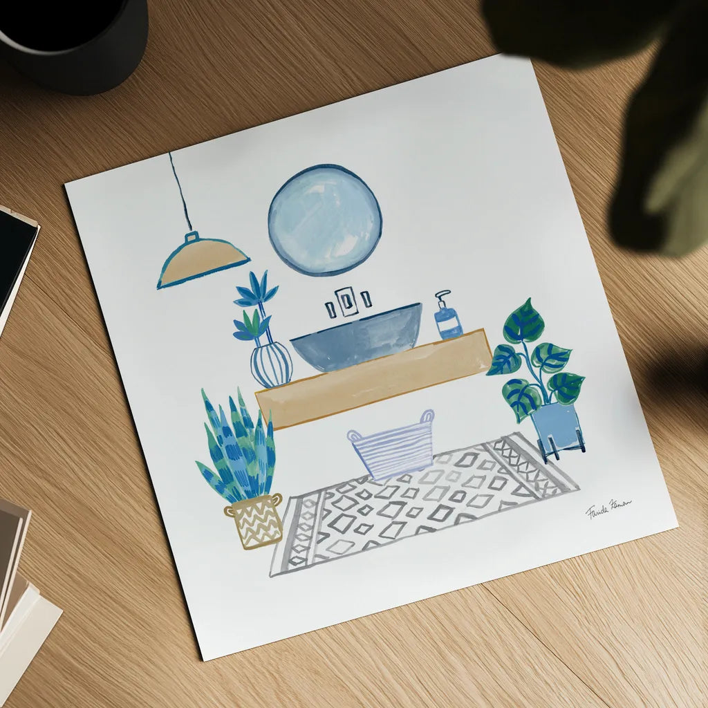 Relax I Tan by Farida Zaman. Shown as a detailed flat fine art print, highlighting archival giclee quality. Available as an archival giclee rolled canvas, fine art paper, or poster print. SKU 64791a.