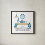 Relax I Tan by Farida Zaman. Shown in a sleek black glass frame for a contemporary gallery look. Available as an archival giclee rolled canvas, fine art paper, or poster print. SKU 64791a.