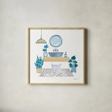 Relax I Tan by Farida Zaman. Shown in a natural wood glass frame for a timeless modern aesthetic. Available as an archival giclee rolled canvas, fine art paper, or poster print. SKU 64791a.